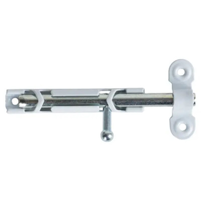 Шпингалетный замок мебельный ЗТ 7 см цвет белый