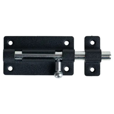 Шпингалетный замок мебельный ЗТ-6 7 см цвет черный