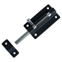 Шпингалетный замок мебельный ЗТ-6 7 см цвет черный