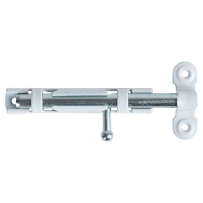 Шпингалетный замок мебельный ЗТ-3 7 см цвет белый