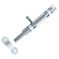 Шпингалетный замок мебельный ЗТ-3 7 см цвет белый