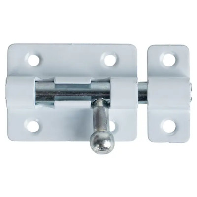 Шпингалетный замок мебельный ЗТ-4 7 см цвет белый