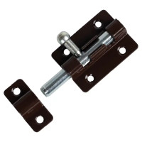 Шпингалетный замок мебельный ЗТ-4 7 см цвет коричневый