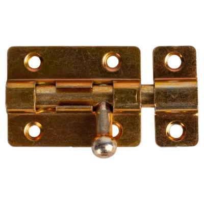 Шпингалетный замок мебельный ЗТ-4 7 см цвет золотистый/цинк