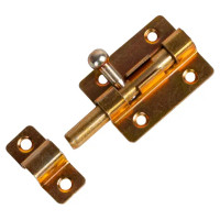 Шпингалетный замок мебельный ЗТ-4 7 см цвет золотистый/цинк