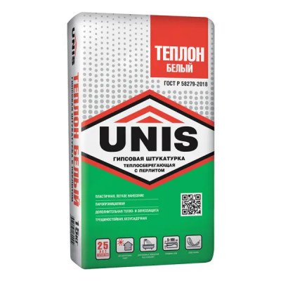 Штукатурка гипсовая Unis Теплон Белый 15 кг