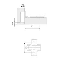 Минипетля мебельная накладная MF-402A, Slide-on, 50 мм, сталь