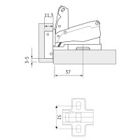 Петля мебельная угловая 1650 MF, Slide-on, 60 мм, сталь