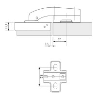 Петля мебельная угловая 900 с доводчиком, Clip-on, 60 мм, сталь