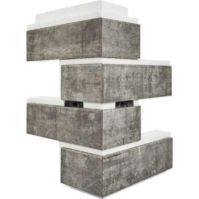 Термопанель наружный угол Мосстрой-31 Brick Wall серый 26x25x41x5 см