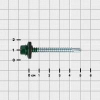 Саморезы кровельные по металлу Dilwis с пресс-шайбой со сверлом RAL 6005 5.5x51 мм 40 шт.