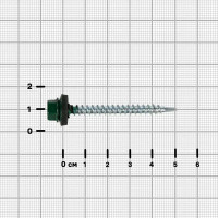 Саморезы кровельные по дереву Dilwis с пресс-шайбой со сверлом RAL 6005 4.8x51 мм 60 шт.