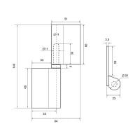 Наварная петля Palladium левая с подшипником 20x140x29 мм левая цвет серый