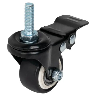 Колесо поворотное с тормозом 40 мм до 30 кг с резьбой М8 цвет черный