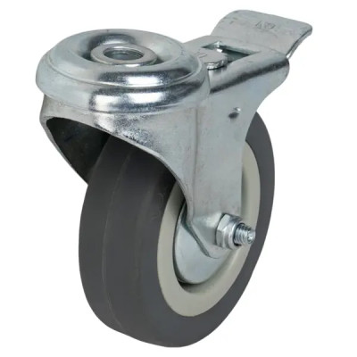 Колесо поворотное с тормозом 75 мм до 50 кг цвет серый