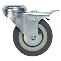 Колесо поворотное с тормозом 75 мм до 50 кг цвет серый