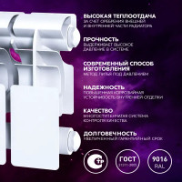 Радиатор секционный Le Heat Bimetal 200/100 10 секций боковое подключение биметалл белый