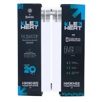 Радиатор секционный Le Heat Bimetal 500/100 4 секций нижнее подключение биметалл белый