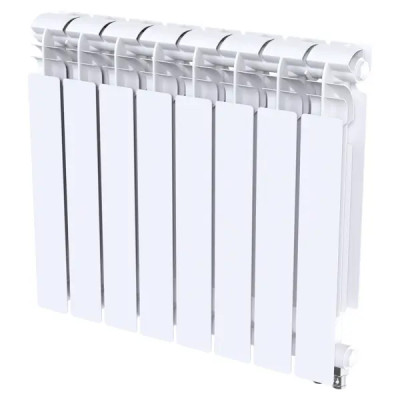 Радиатор секционный Le Heat Bimetal 500/100 8 секций нижнее подключение биметалл белый