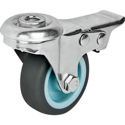 Колесо поворотное с тормозом 50 мм до 40 кг с болтом М8 цвет серый