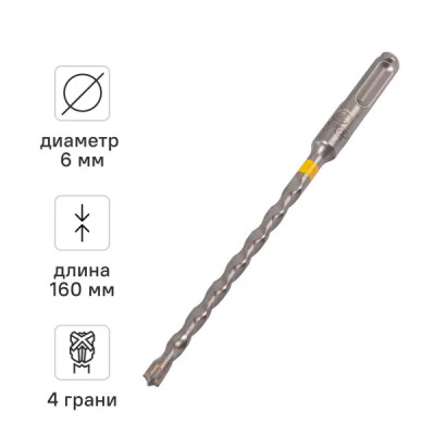 Бур по железобетону SDS Plus Rage Furious 567616 6x160 мм