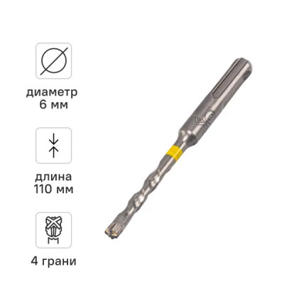 Бур по железобетону SDS Plus Rage Furious 567611 6x110 мм