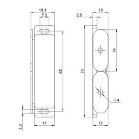 Защелка магнитная 18x75 мм пластик цвет коричневый
