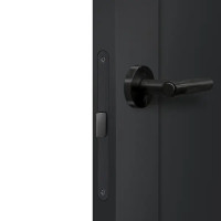 Дверь межкомнатная глухая Дестро 70x200 см Hardflex цвет стип антрацит с замком и петлями