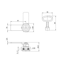Замок щитовый треугольный Tech Lock сталь цвет серый