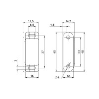Защелка магнитная 15x45 мм пластик цвет коричневый