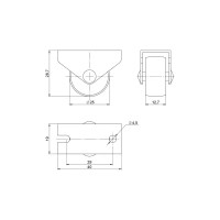 Колесо мебельное неповоротное без тормоза 25 мм до 20 кг цвет черный