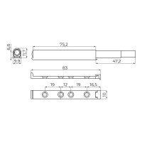 Толкатель мебельный 85x14 мм пластик цвет белый