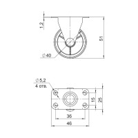 Колесо мебельное неповоротное без тормоза 40 мм до 50 кг цвет белый