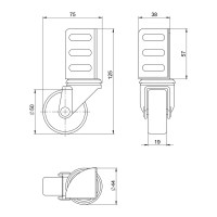 Колесо мебельное поворотное без тормоза 50 мм до 40 кг цвет серый
