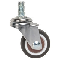 Колесо поворотное без тормоза 30 мм до 20 кг с резьбой М8 цвет серый
