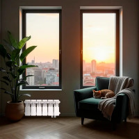 Радиатор секционный Le Heat Bimetal 200/100 6 секций нижнее подключение биметалл белый