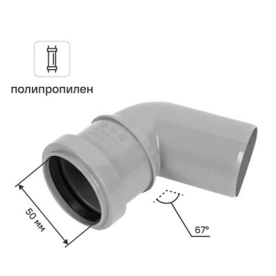 Отвод Политрон 50x67° полипропилен