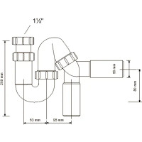 Сифон для мойки трубный McAlpine без выпуска ø40 мм полипропилен MRSK12-50