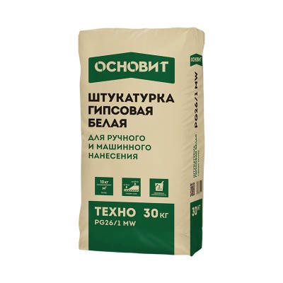 Основит штукатурка для мн и рн техно pg26/1 mw гипсовая белая (30кг)